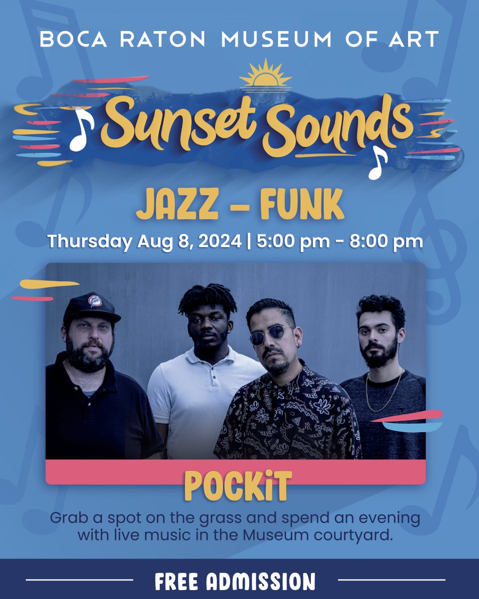Join us this Thursday for a new FREE summer music series, Sunset Sounds! This week's featured band is POCKiT, merging high-energy funk-jazz-infused grooves, blues, and rock! Register now at bit.ly/3LR6IWz