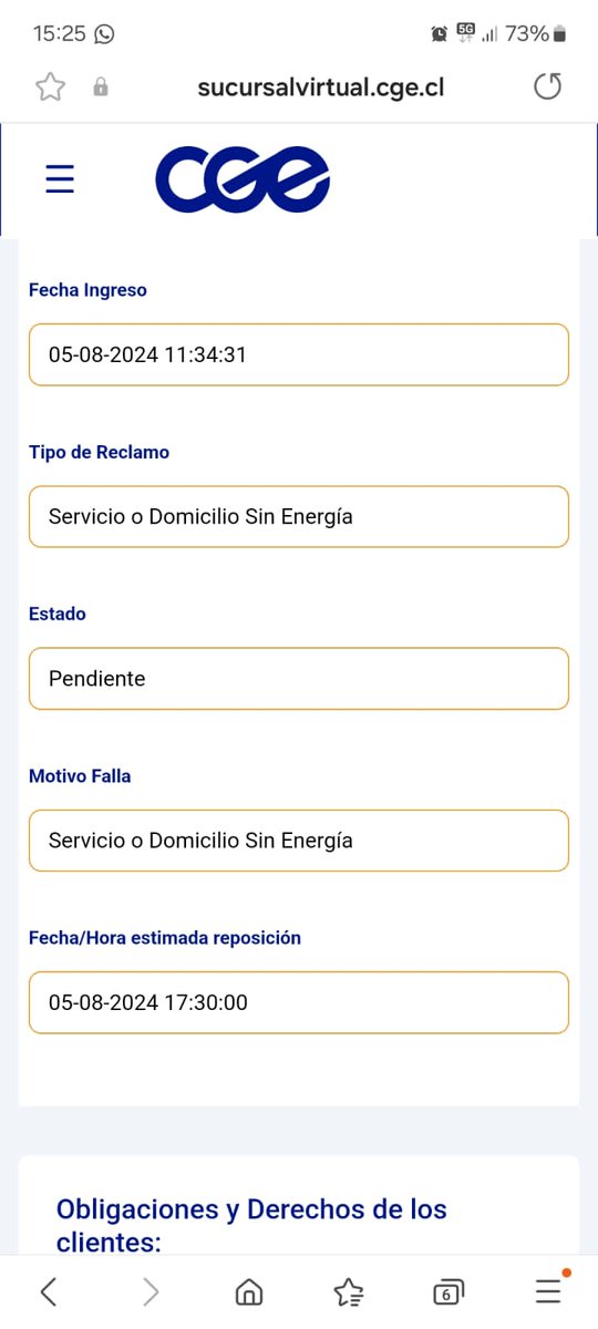 jramicl's tweet photo. @CGE_Clientes @CGE_Energia  supuestamente vendría a esa hora a reponer servicio por falla externa y NADA! Familia de adultos mayores sin luz... https://t.co/o5jr5sa3HA