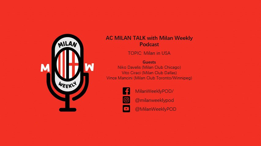 ACMilanDallas's tweet photo. Check me out on the @MilanWeeklyPOD tonight at 7:30 CT. Planning to talk about Milan’s US Tour and our trip to Chicago.

https://t.co/rx3vFh2C2Y https://t.co/moZvwWMKnj
