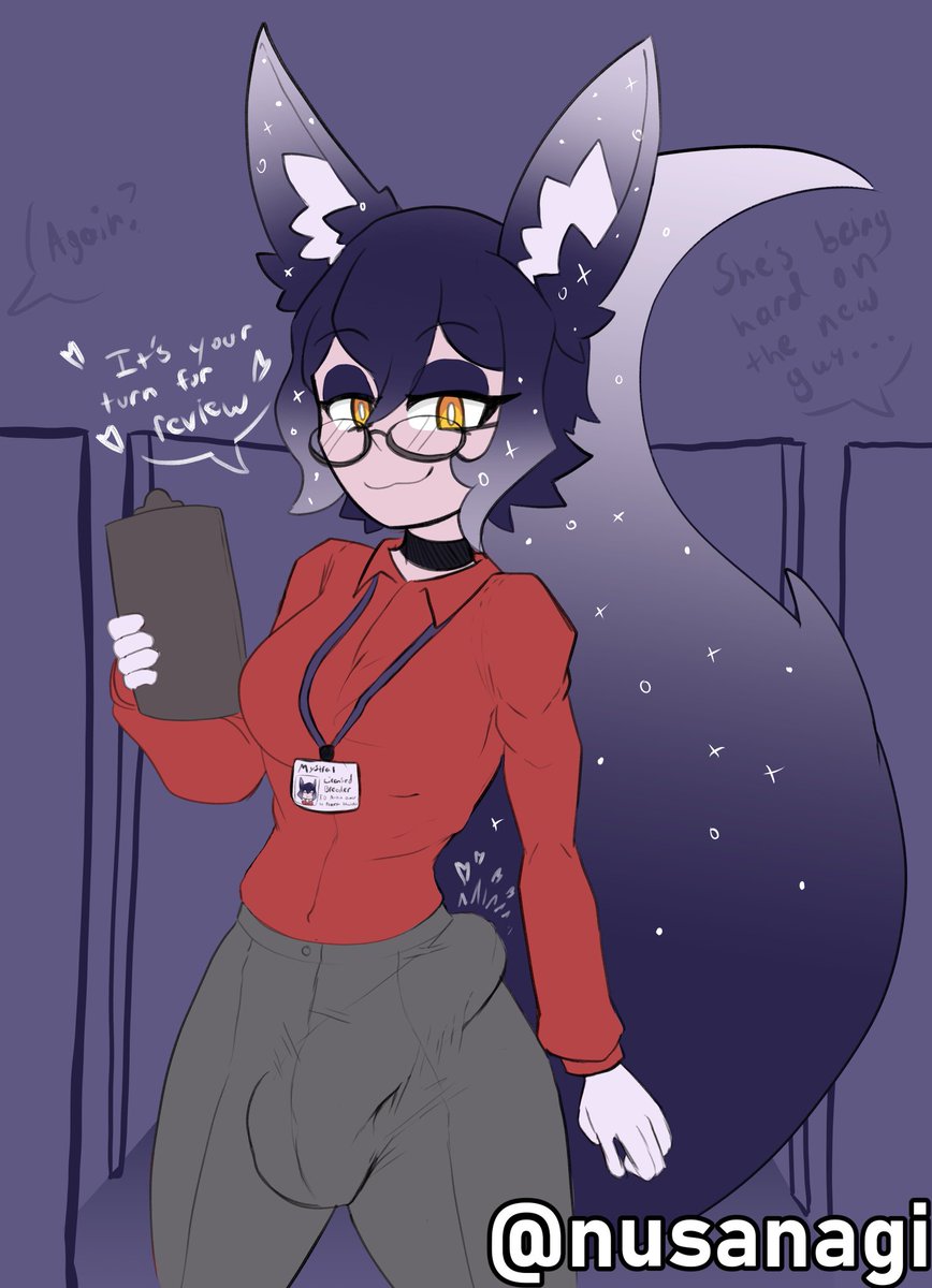 nusanagi's tweet photo. POV: You're the new guy and you're under review.

Office Mofu Mystral Sketch Request for my supporters! Thank you very much! https://t.co/GzJyBQjikZ