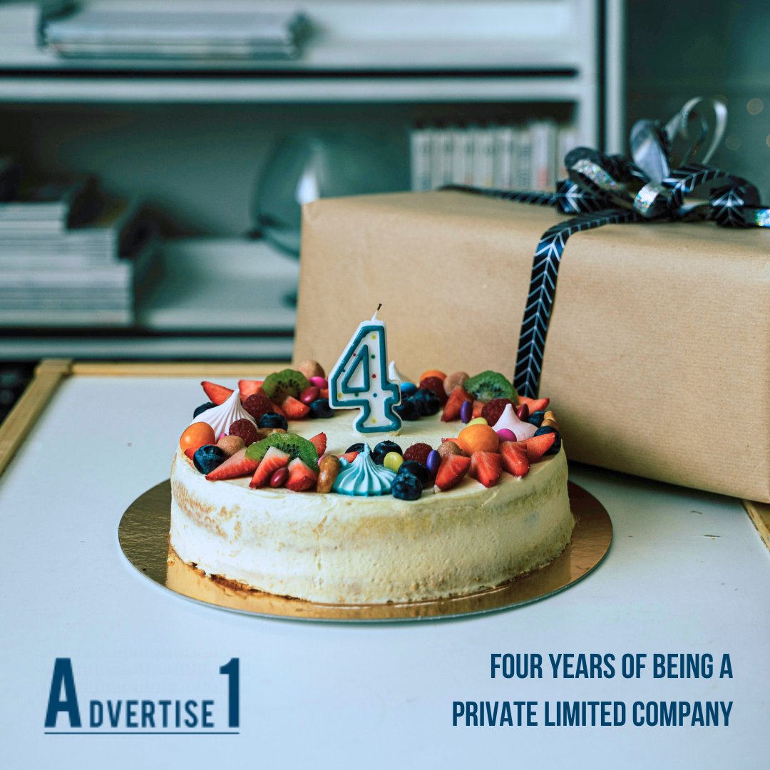 This Monday marks 4 years since registering <a href="/Advertise1UK/">Advertise1</a> as a private limited company, being self-employed previously.

Nearly 6yrs ago when the company went full-time, just over 9yrs ago when I started the business part-time.

Not long until 10 years since the business started!