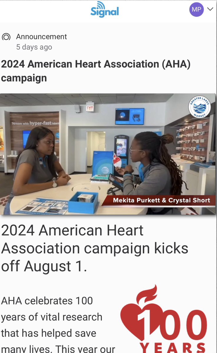Mekita Purkett (@mekitapurkett) on Twitter photo ❤️AMERICAN HEART ASSOCIATION❤️
Guess who was selected for the AHA campaign on thee Signal App?? 😁😁
Thee Oak Lawn League commits to raising awareness for AHA’s purpose! <a href="/anoieGLM/">Abby Noie</a> <a href="/GreaterLakesMkt/">Greater Lakes Market 🌊</a> <a href="/BrianWest_GLM/">Brian West - GLM VPGM</a> <a href="/PaulaVofGLM/">Paula</a> <a href="/PaulSNarvaez1/">Paul S Narvaez</a> <a href="/Tierra_ATT_32/">Tierra</a> ❤️ ❤️AMERICAN HEART ASSOCIATION❤️
Guess who was selected for the AHA campaign on thee Signal App?? 😁😁
Thee Oak Lawn League commits to raising awareness for AHA’s purpose! <a href="/anoieGLM/">Abby Noie</a> <a href="/GreaterLakesMkt/">Greater Lakes Market 🌊</a> <a href="/BrianWest_GLM/">Brian West - GLM VPGM</a> <a href="/PaulaVofGLM/">Paula</a> <a href="/PaulSNarvaez1/">Paul S Narvaez</a> <a href="/Tierra_ATT_32/">Tierra</a> ❤️