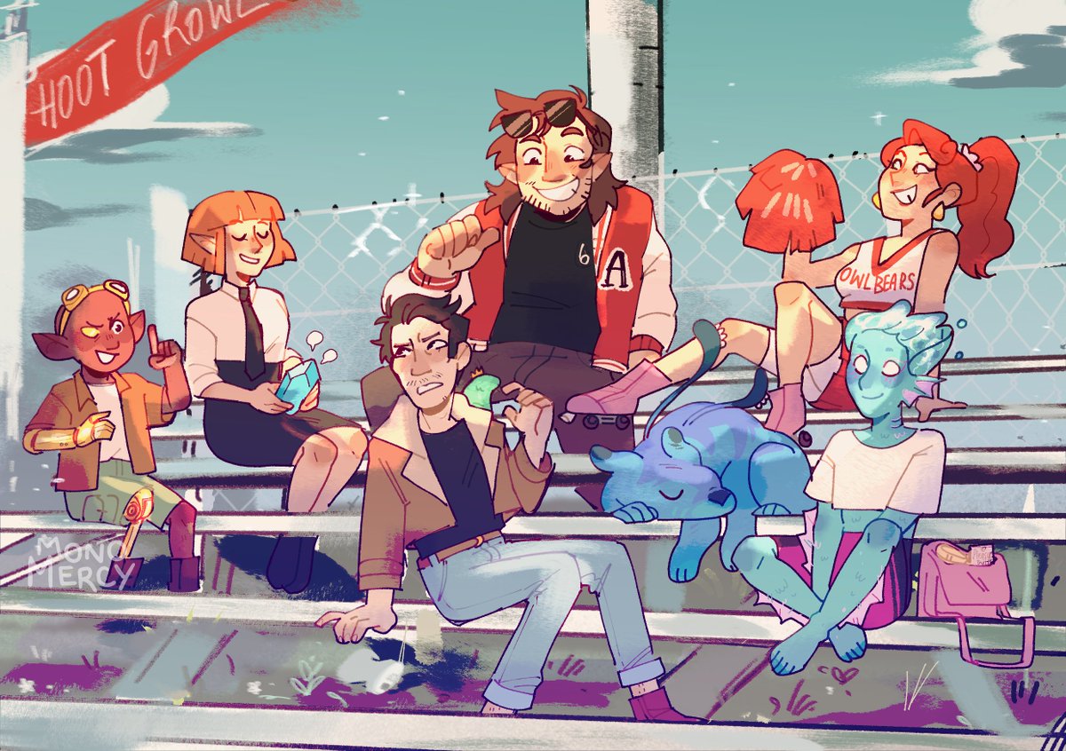 one of the pieces as part of the <a href="/d20zinejam/">D20 ZINE JAM ❤️✏️</a> this year!! 

seasonswap starstruck crew as fantasy high teens :))!! i had a lot of fun with these!!! 

#dimension20 #starstruckodyssey
