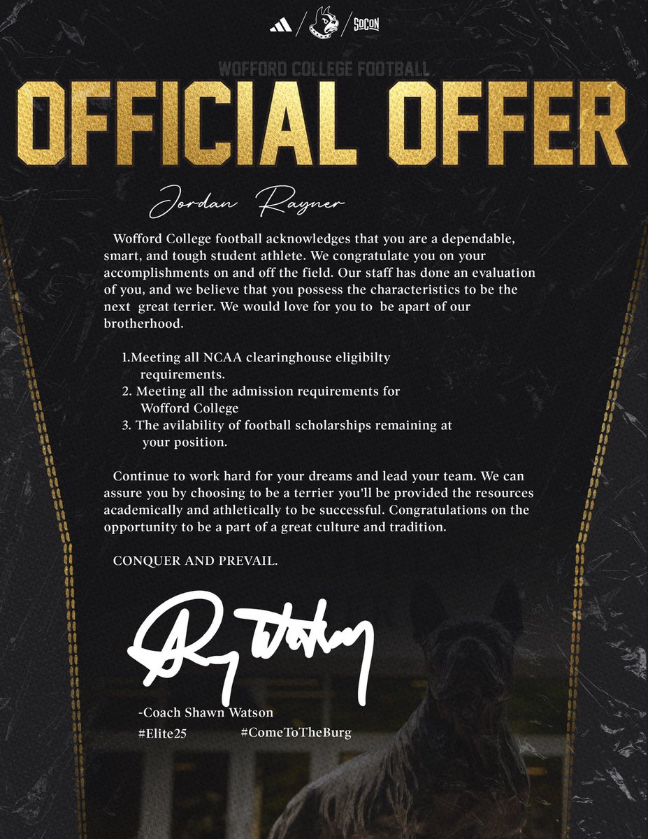 Official Offer from <a href="/Wofford_FB/">Wofford Football</a>