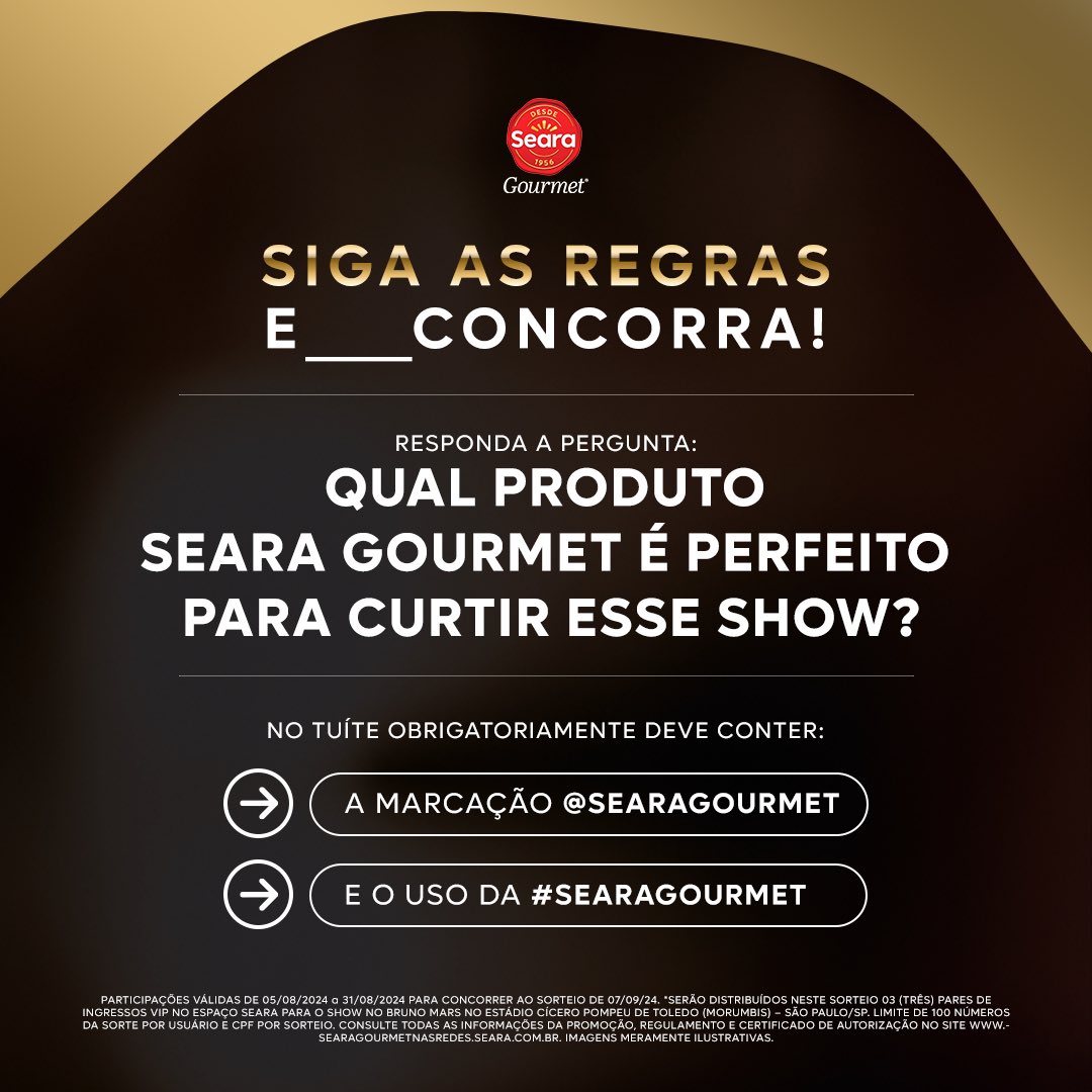 SearaGourmet's tweet photo. O niver é dele, mas o presente é para vocês! São 3 pares de ingressos vips para o espaço Seara Gourmet. A cada 10 tuites nesse post, você ganha um número da sorte para concorrer e eles estarão disponíveis para consulta no site https://t.co/eMUTEm0MeY, 1 dia antes do sorteio. https://t.co/XzHwwAG54q