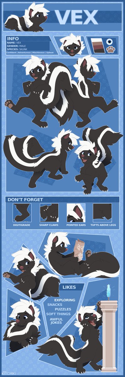 NoxiousSkunk's tweet image. Previous and current refs - not too much has changed, but the face used to be wider and the claws are way sharper now!

Artists are Feve and Kitchiki