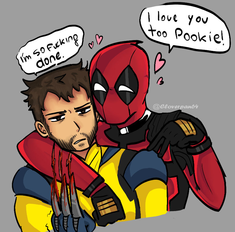 Cloverpan64's tweet photo. if this has a good audience I will draw them pregnant #DeadpoolWolverine #deadpoolfanart https://t.co/gsERBIUVzG