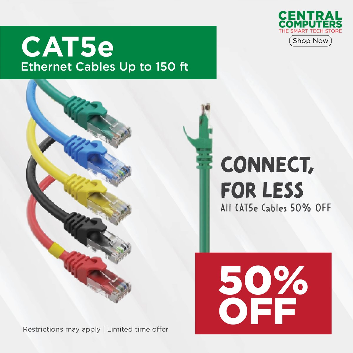 centralcomputer's tweet image. 📣 All #Cat5e Ethernet Cables are now 50% OFF! 🎉

Choose any length up to 150ft and any color to match your setup. Don&apos;t miss out on this limited-time offer to boost your network performance!

🔗 Shop Now: ow.ly/RtzL50SRGvI

#Networking #HomeNetworking #Switches #Ethernet