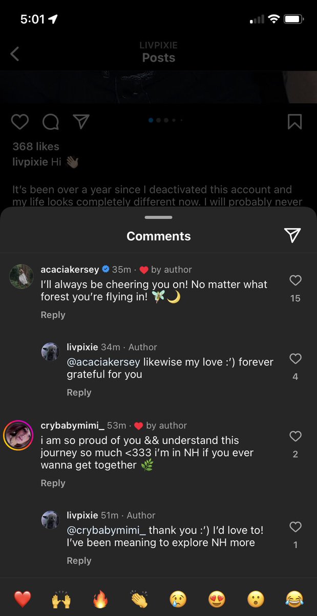 twigcacia's tweet photo. acacia doesn’t even follow liv and yet she commented on her post immediately 20 minutes after it got posted lol https://t.co/iqrrwNTZe6
