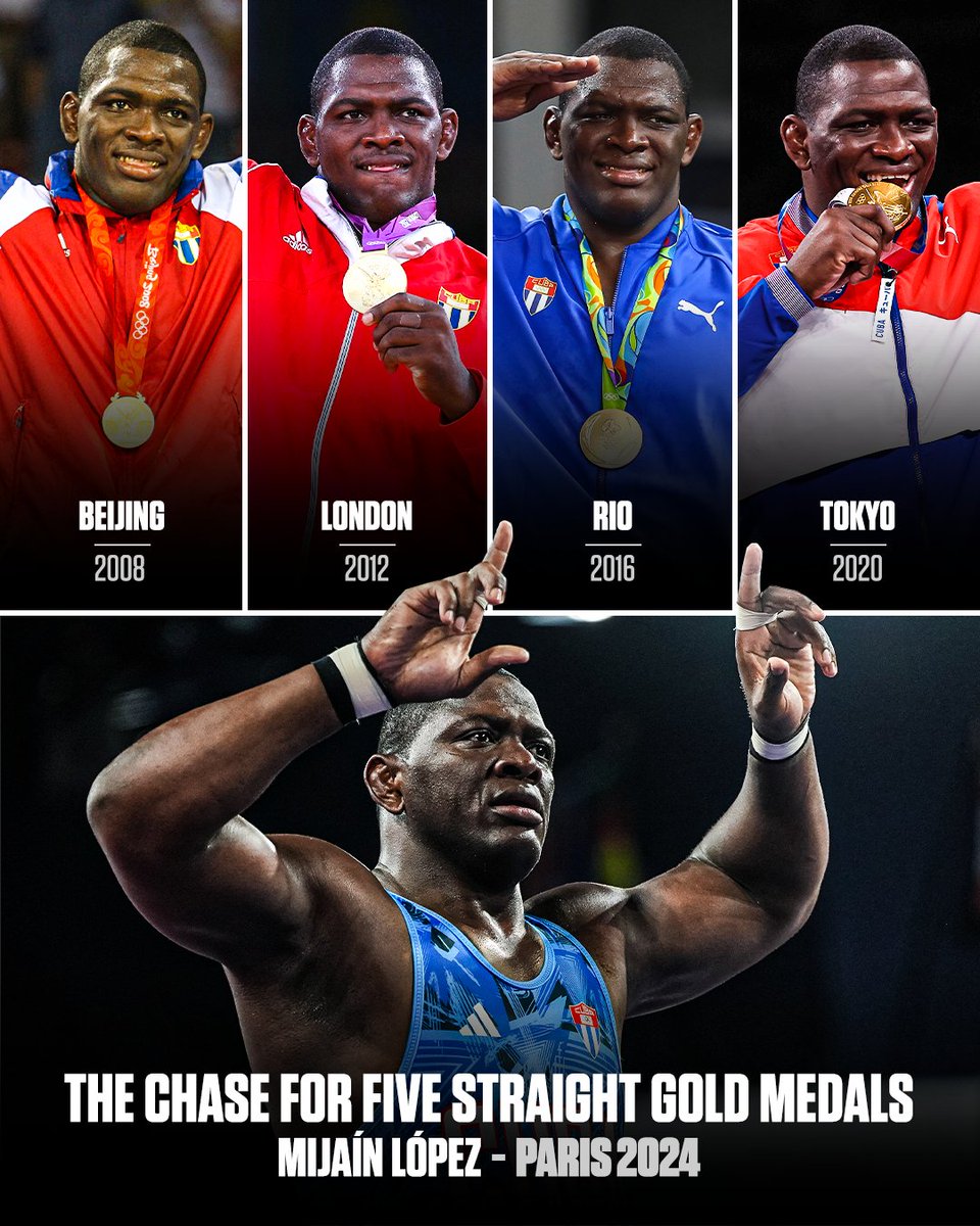 SportsCenter's tweet image. Cuba's Greco-Roman wrestler Mijaín López is looking to win his fifth straight Olympic gold medal in wrestling on Tuesday 😳🔥 

López, 41, announced he will be retiring after the Paris Games.