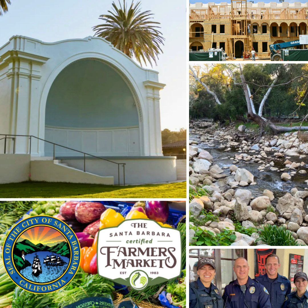 City News in Brief is out!
conta.cc/3AaxtCG

Highlights include:
-Plaza del Mar Band Shell Reopens
-Mission Creek Restoration
-New Saturday Farmers Market Location
-SBPD's 2024 National Night Out
-and more!