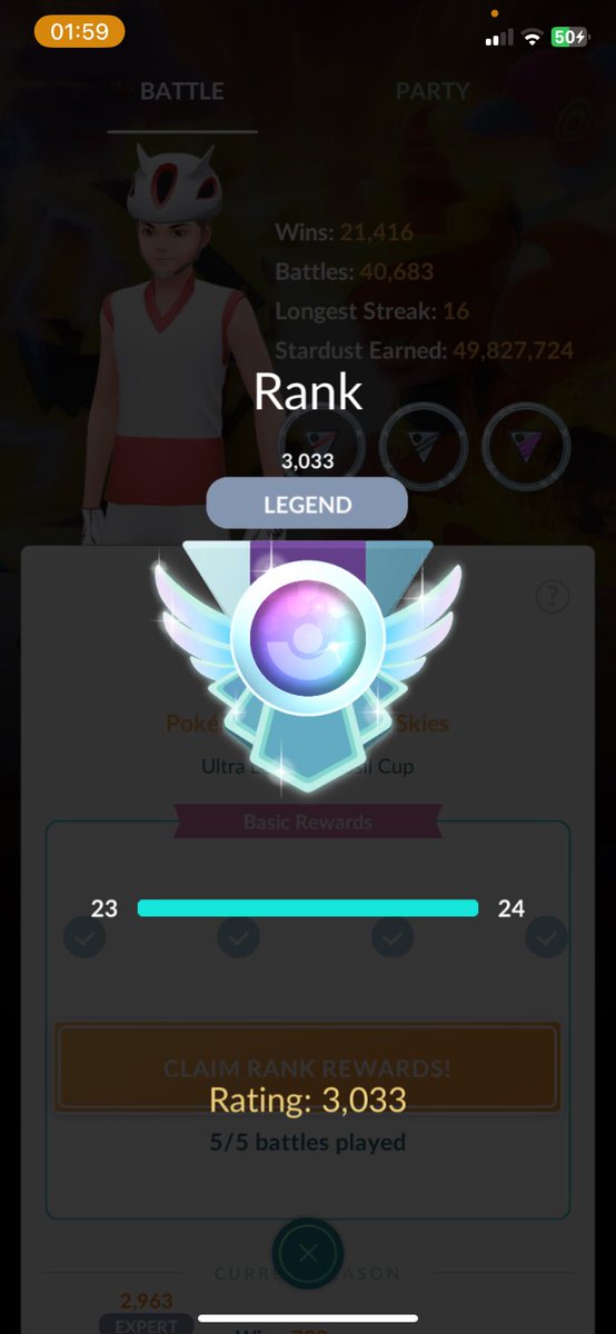 5-0 to legend ! 🎉 This season was not that great but I managed to pull that off in fossil cup aka RPSland #GOBattleLeague