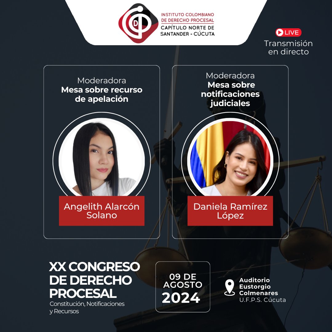 🌟✨ Conoce a las moderadoras que nos estarán acompañando en el XX Congreso de Derecho Procesal ⚖️📚

Nos enorgullece contar con la participación de destacadas profesionales que guiarán nuestras mesas de discusión en temas clave del derecho procesal.