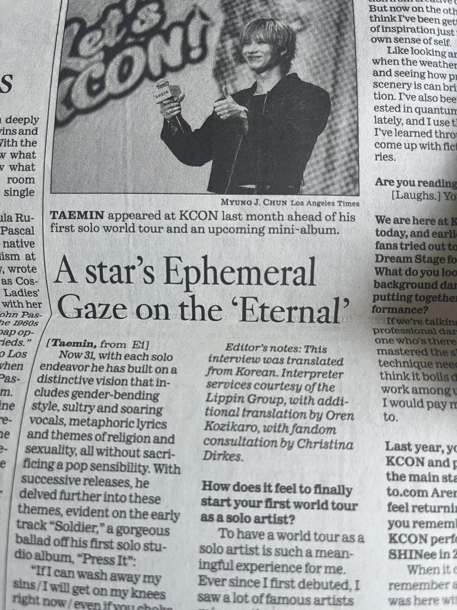 christinadirkes's tweet photo. CALLING ALL #Shawols and #Taemints!

🎟️I’m raffling off 5 official print copies of the August 5 LA Times with Taemin’s interview!

SHIPPING WORLDWIDE!

🏆 To enter, donate at least €23 to support Mayar evacuating from from Gaza!

💎
€23 = 1 entry 
€46 = 2 entries, etc. https://t.co/o3tNDWUIPX