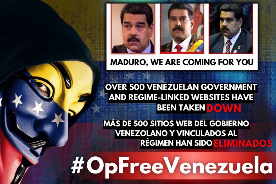 eduardomenoni's tweet photo. 🚨| URGENTE: Anonymous advierte al dictador Nicolás Maduro: “Haz silenciado la disidencia, manipulado elecciones y abusado de tu poder durante demasiado tiempo. Tus acciones ya no quedarán sin control. Prepárate para las consecuencias. Esperanos.” 🇻🇪 #VenezuelaLibredeDictadura https://t.co/kGKJff9Bxg