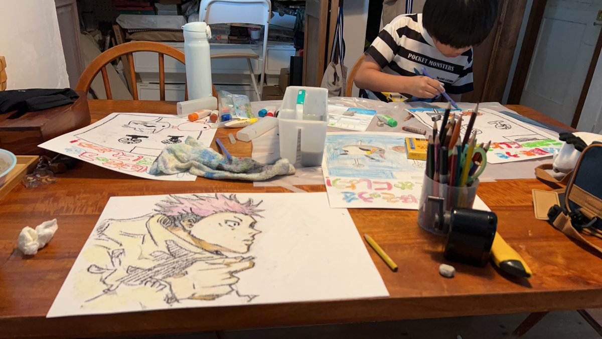 kkgekijyo's tweet photo. 530

先日、奥さんがヒカリエ事変のチケットが当たったようで、渋谷に行きました。
私は留守番なので、息子の宿題（ポスター）みながらクレヨンかりて、虎杖描きました

#ヒカリエ事変
#お絵描き
#イラスト https://t.co/t2uzFr3YF0