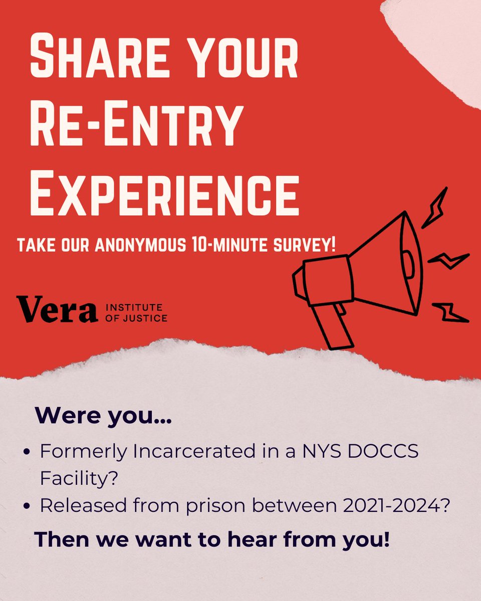 Were you incarcerated in a #NewYork State prison and released between 2021 and today? Help Vera improve vocational training and employment outcomes by taking this anonymous survey: vera.az1.qualtrics.com/jfe/form/SV_ez…