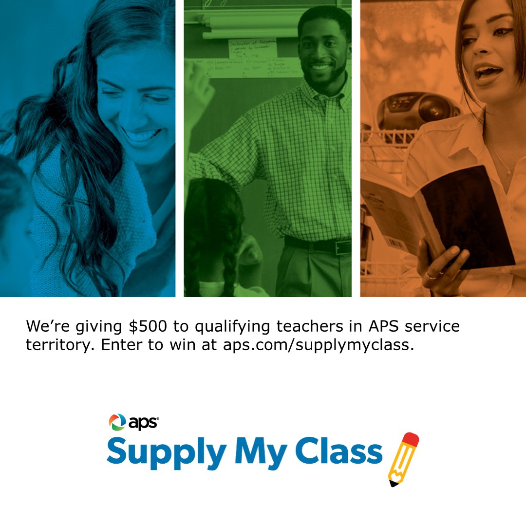 If you or someone you know is a K-12 Title 1 schoolteacher in our service territory, there’s just one week left to enter in the APS Supply My Class Program! Eligible winners will receive a $500 gift card to buy classroom supplies.