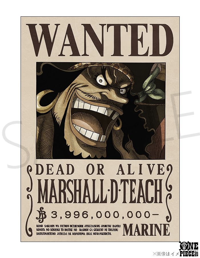 四皇の一人、黒ひげ海賊団提督 マーシャル・D・ティーチの 手配書