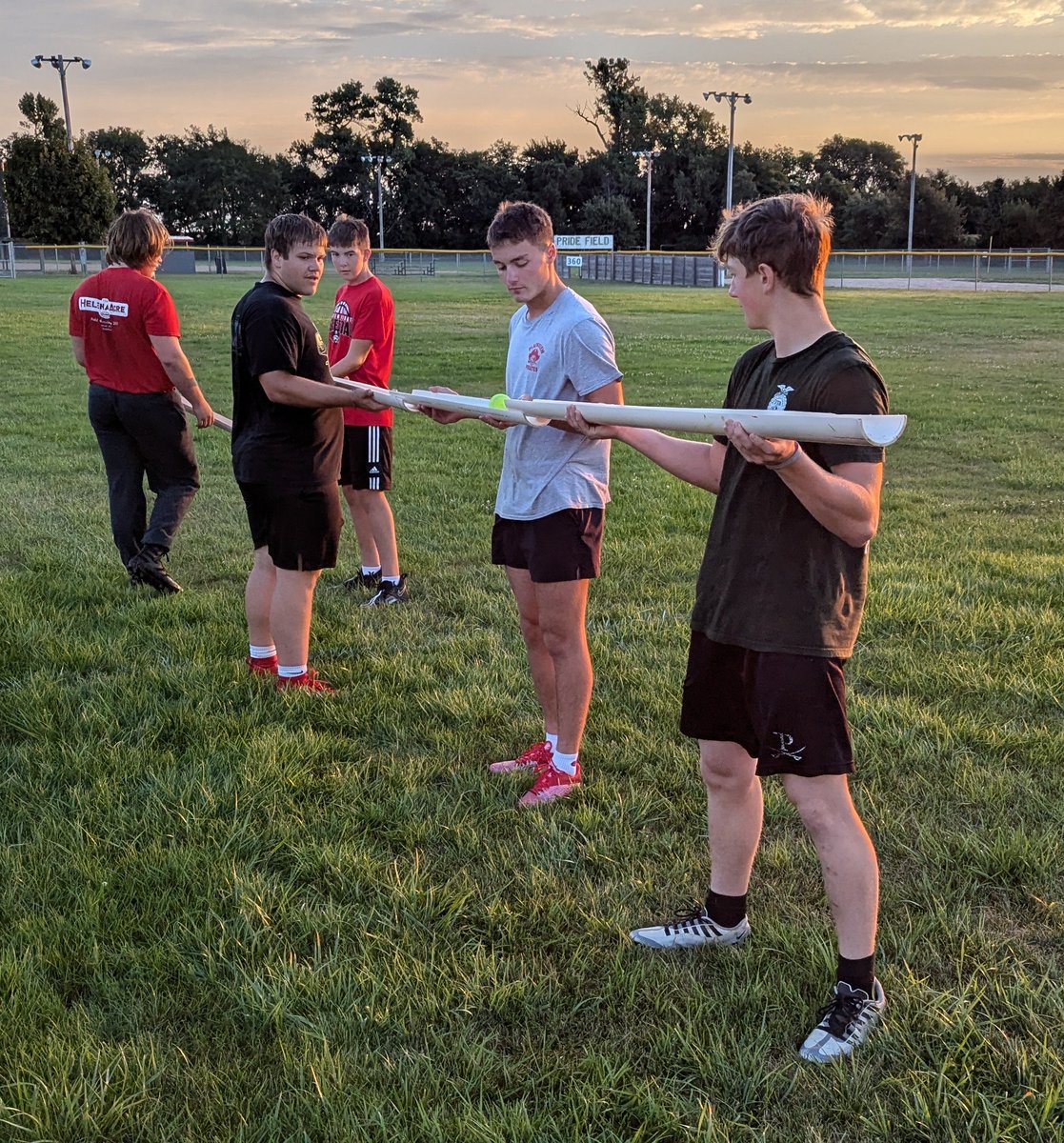 First you learn to WORK together, then you learn to WIN together!

6 a.m. conditioning. Roll a tennis ball on a PVC rail the length of the field. If the ball comes off, drop and do 20 burpees, then start over. 

Thanks, <a href="/NENationalGuard/">NE National Guard</a>, for facilitating an elite TEAM workout!