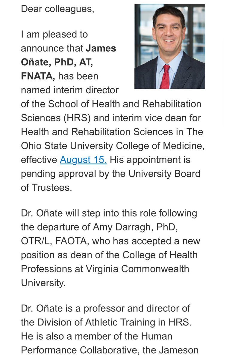 📣 Please join us in congratulating <a href="/jimmyonatePhD/">Jimmy O</a> in becoming the new interim director of <a href="/osuhrs/">OSU School of Health and Rehabilitation Sciences</a> 🎉