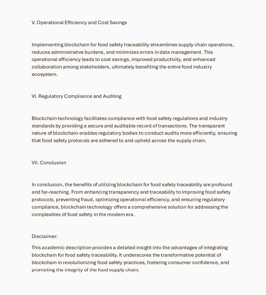 What is the future of blockchain in Food Safety Traceability?

Preparing of 📑📑📑