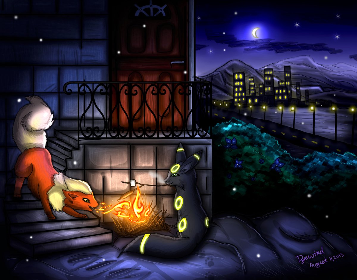 Dyewind1's tweet image. Another picture with two eeveelutions!

~ Pokèmon Fan Art ~
Flareon and Umbreon

#flareon #umbreon #eeveeevolution