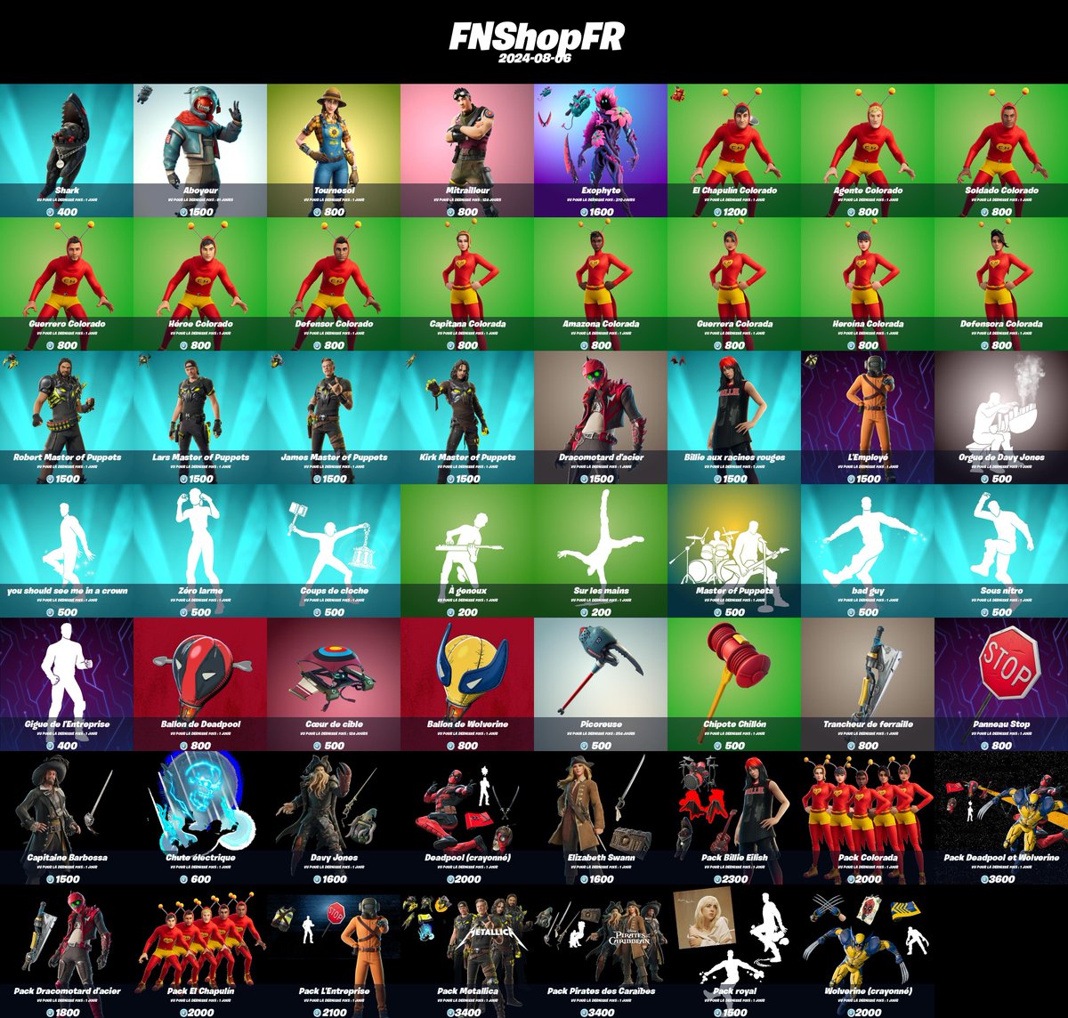 FNShopFR's tweet image. Boutique #Fortnite du 2024-08-06 !

N'oubliez pas d'activer les notifs pour ne rater aucune boutique. 🔔

Nombres d'items : 55
Maximum vu pour la dernière fois : 370 jours
Minimum vu pour la dernière fois : 1 jours