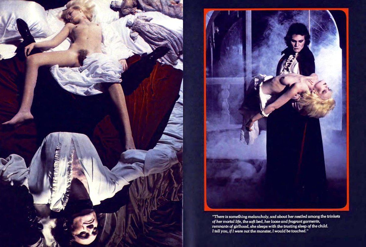 snow_droplet's tweet photo. in 1979 Anne Rice wrote a short story for Playboy called "Interlude with the Undead." it's one of Daniel's unreleased interview tapes where Armand dramatically monologues about seducing women. they did an amazing photoshoot for it https://t.co/RUVj9tbTsP