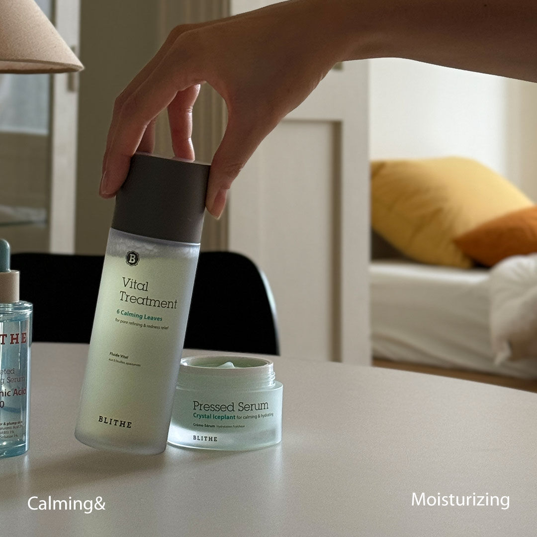 BLITHECOSMETIC's tweet image. ✨ Discover Blithe&apos;s ultimate duo for calming &amp;amp; hydrating your skin! 🌿💧

🌿 Vital Treatment with 6 Calming Leaves
💧 Pressed Serum with Crystal Iceplant

Achieve healthy, radiant skin with the power of natural ingredients. Use daily for best results! 💚

#BlitheBeauty #KBeauty