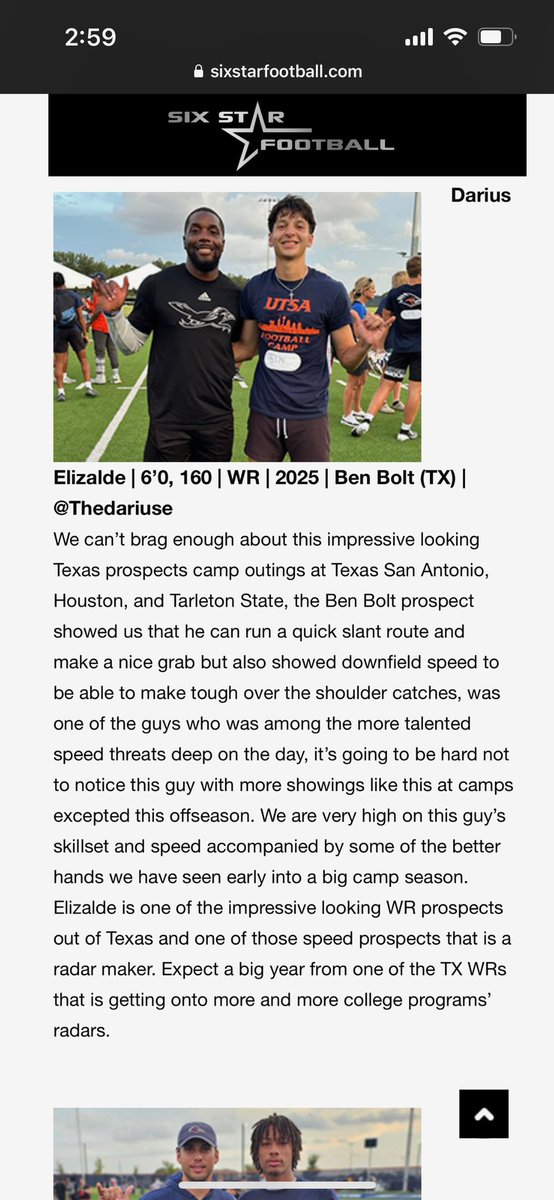 Thank you <a href="/sixstarfootball/">Six Star Football | PLUS+</a> for recognizing and writing about me in y’all’s recent article. I very much appreciate my hard work finally showing off!!
<a href="/UTSAFTBL/">UTSA Football 🏈</a> <a href="/UTRGVFootball/">UTRGV Football</a> <a href="/UHCougarFB/">Houston Football</a> <a href="/TarletonFB/">Tarleton State Football</a> <a href="/FondawRoy/">Roy Fondaw - NSR</a> <a href="/Idkdavid_03/">David Elizalde</a> <a href="/Dreamkillers7v7/">Stxdreamkillers7v7</a> <a href="/BBPBFoootball/">Ben Bolt - Palito Blanco Football</a>