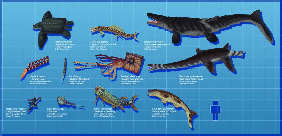 IndoplusRex's tweet image. Never quite managed to make it in time for #mcartday before, until today.

I got critters and creatures, dinosaurs and reptiles, ammonites and fish.