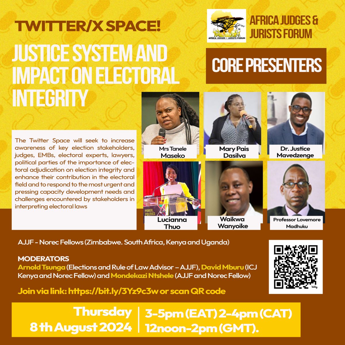 Wakili T Mburu (@wakili_mburu) on Twitter photo It's Africa's super year of elections! Join us as we explore the crucial link between justice systems and electoral integrity.<a href="/monde_ntshele/">Mondekazi</a> <a href="/tsunga_arnold/">ARNOLD TSUNGA</a> <a href="/LuciannaThuo/">Lucianna Thuo</a> <a href="/waikwawanyoike/">waikwa</a> <a href="/Dr_JAMavedzenge/">Dr.Justice A Mavedzenge</a> <a href="/ICJKenya/">ICJ Kenya</a> <a href="/AfricanJurists/">Africa Judges & Jurists Forum</a> @Norecno It's Africa's super year of elections! Join us as we explore the crucial link between justice systems and electoral integrity.<a href="/monde_ntshele/">Mondekazi</a> <a href="/tsunga_arnold/">ARNOLD TSUNGA</a> <a href="/LuciannaThuo/">Lucianna Thuo</a> <a href="/waikwawanyoike/">waikwa</a> <a href="/Dr_JAMavedzenge/">Dr.Justice A Mavedzenge</a> <a href="/ICJKenya/">ICJ Kenya</a> <a href="/AfricanJurists/">Africa Judges & Jurists Forum</a> @Norecno