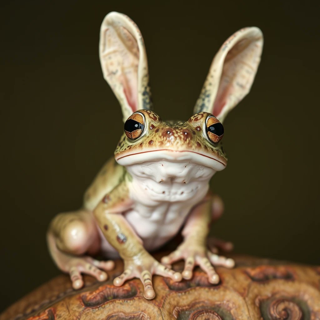 FitzMack's tweet image. Some random fun with @bfl_ml&apos;s #flux. Always❤️&apos;d #wuzzles. So behold - my own animal #mashup:

A ribbit.