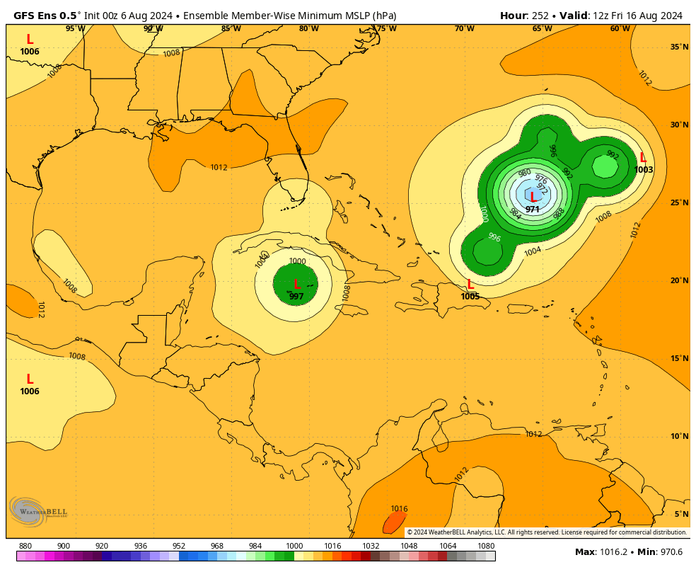 TCWxCenter's tweet image. While #Debby is at our utmost concern over Florida, we are watching ahead into the 6-10 day timeframe for a potential tropical cyclone. This system does have deterministic and ensemble support, the area of interest is over Africa set to splash down over the Atlantic by Thursday.