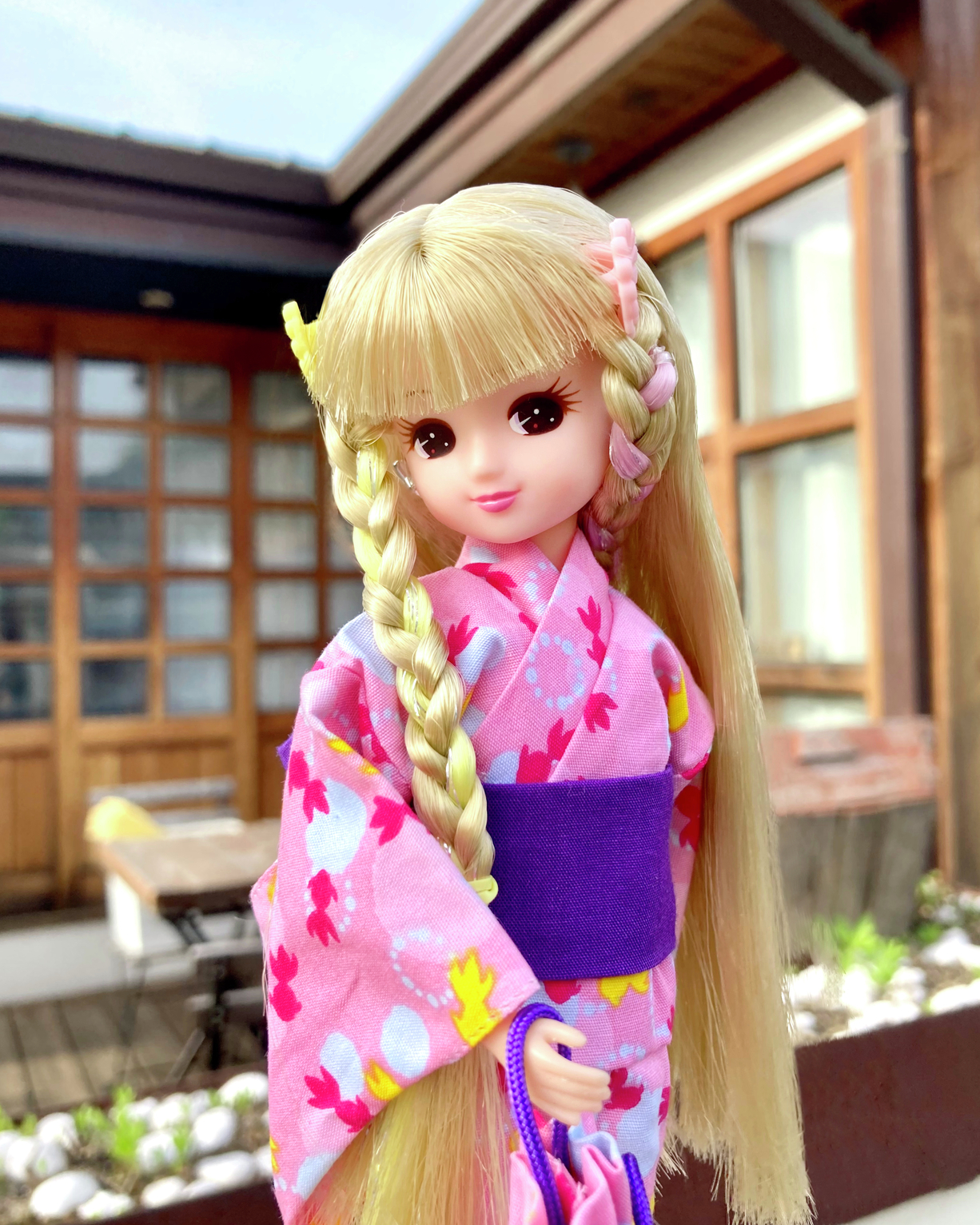 リカちゃん用浴衣ドレス ピンク花柄 失敗しない