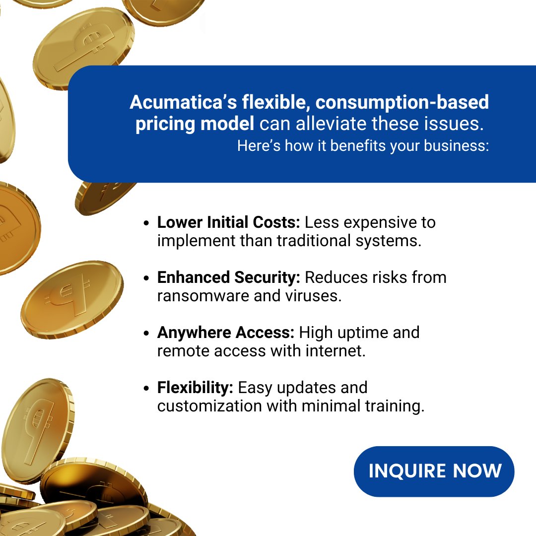 Fasttrack_PH's tweet image. Acumatica ERP boosts efficiency and cuts costs. Ready to start saving? 

Let Fasttrack make your cloud migration seamless. 

Contact us today!

#CloudMigration #FasttrackSolutions #TechTransition #CloudComputing #BusinessEfficiency #ERPImplementation #SeamlessMigration #CloudERP
