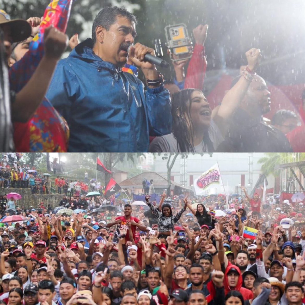Ni la lluvia frenó la gran marcha de la juventud revolucionaria y los estudiantes venezolanos por la paz y en defensa de la victoria electoral del presidente Maduro hoy en Caracas 

Una juventud consciente