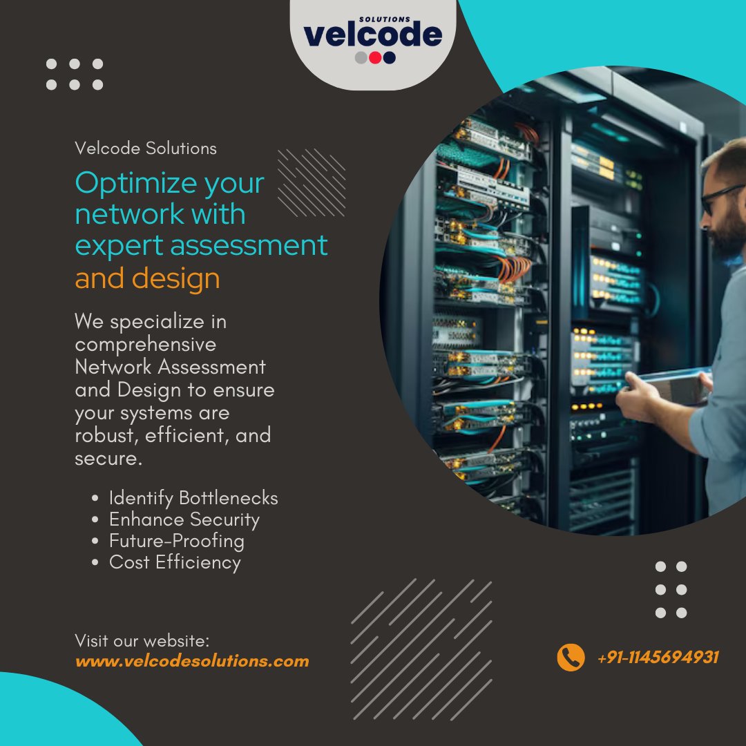 VelcodePvt's tweet image. 🌐 Optimize your network with our expert assessment and design services! 

Identify bottlenecks, enhance security, and future-proof your infrastructure. 

Contact us today :  velcodesolutions.com

#NetworkAssessment #NetworkDesign #ITInfrastructure #Velcode