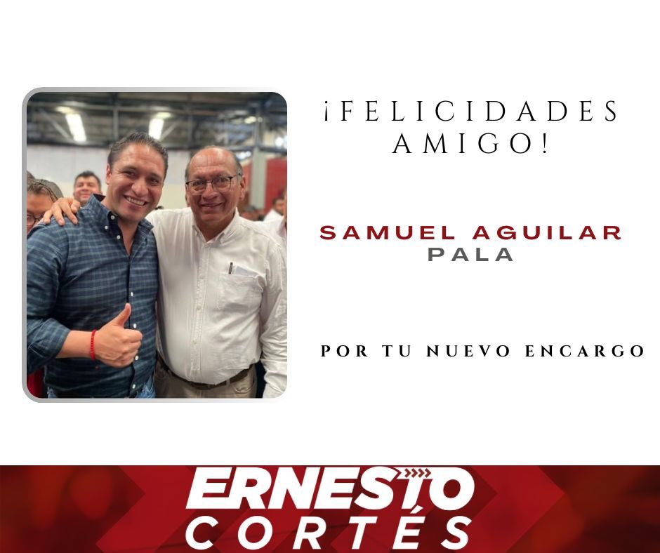 ernesto_acl's tweet photo. Estimado Mtro. @SAMUELAGUILARPA, te deseo mucho éxito como nuestro próximo Secretario de Gobernación. Estoy seguro que de la mano del Gobernador @armentapuebla_, desempeñarás un papel fundamental para el bienestar de Puebla.

¡Un abrazo desde #Chignahuapan! https://t.co/WlJvPeMG31