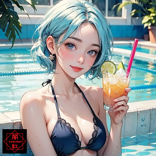 lupinal_red's tweet photo. 炎炎夏日，到泳池裡喝杯冷飲清涼一下～🍹

#AIartgallery
#AI #stablediffusion #AI繪圖
#AIart #AIイラスト #astranime_V6 https://t.co/oQuoKoL5Wu