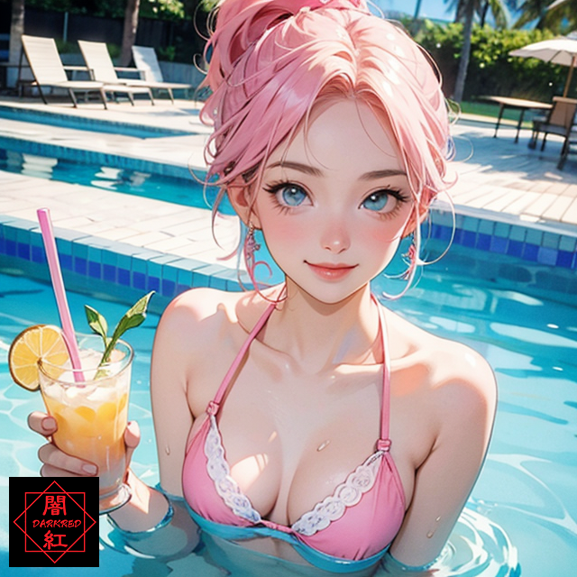 lupinal_red's tweet photo. 炎炎夏日，到泳池裡喝杯冷飲清涼一下～🍹

#AIartgallery
#AI #stablediffusion #AI繪圖
#AIart #AIイラスト #astranime_V6 https://t.co/oQuoKoL5Wu