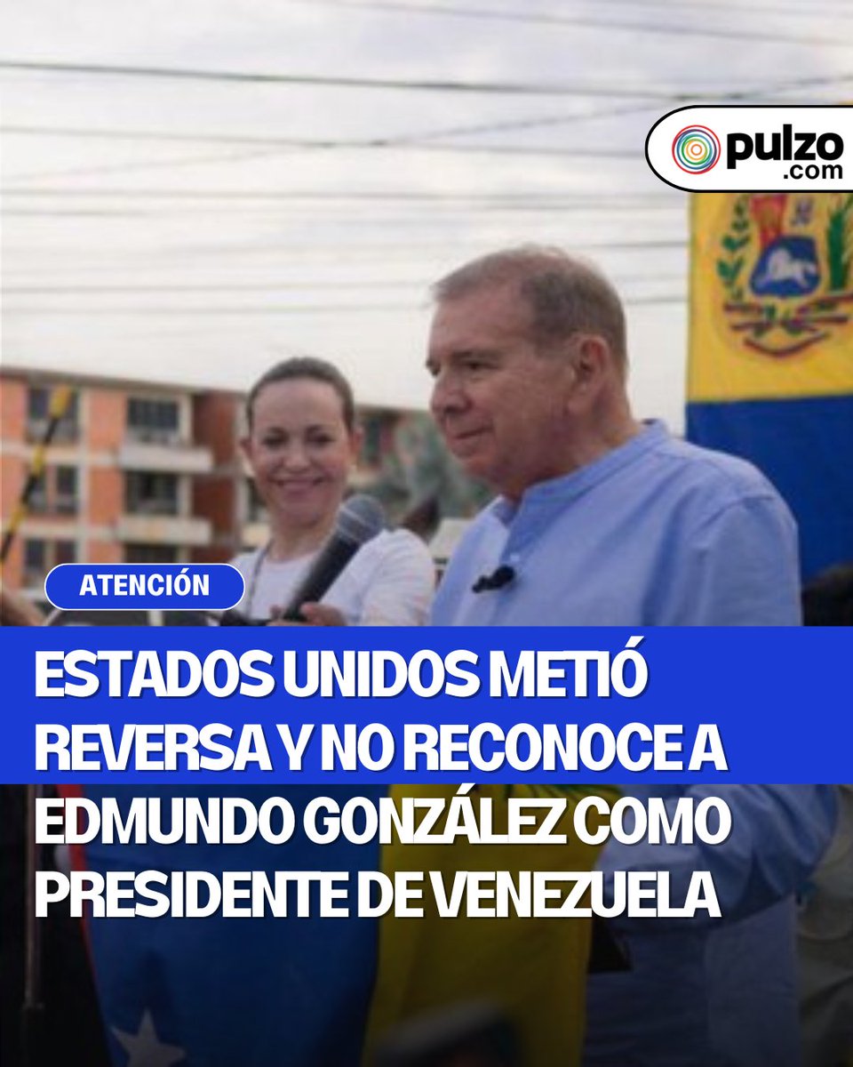 pulzo's tweet photo. #ATENCIÓN | Estados Unidos metió reversa y no reconoce a Edmundo González como presidente de Venezuela.
https://t.co/BlSrf1RIfN https://t.co/rAtNNtcyCz