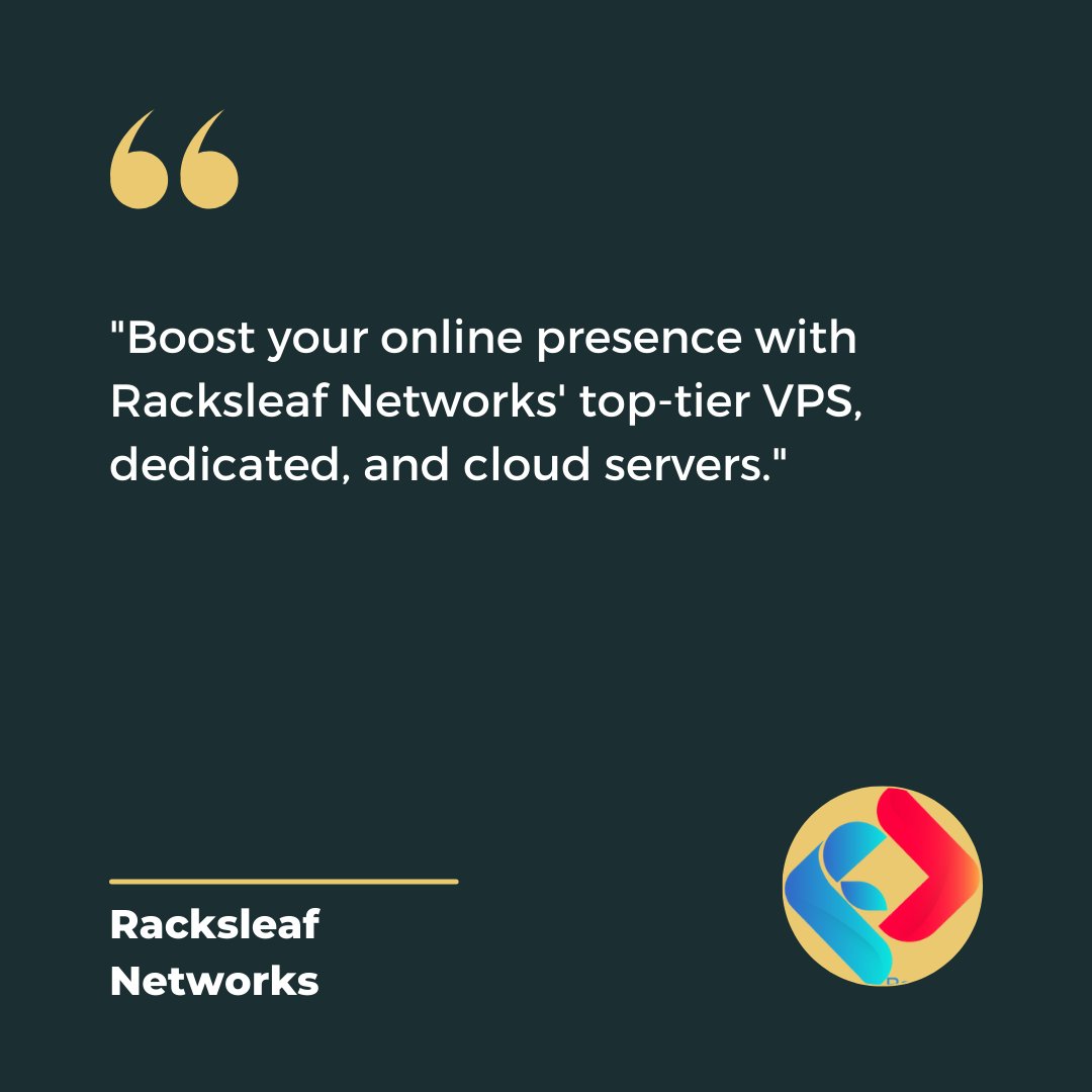 racksleaf's tweet photo. 🌐 Elevate your online presence with Racksleaf Networks! Our top-tier VPS, dedicated, and cloud servers provide the reliability and performance you need. 🚀

#VPS  #WebHosting  #OnlineBusiness  #server  #DigitalTransformation  #BusinessGrowth https://t.co/kfAoXHUce3
