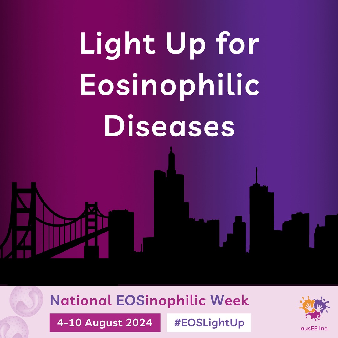 🌟 It's National Eosinophilic Week (Aug 4-10)! 🌟 Learn about eosinophils and how @ausEEOrg supports those with eosinophilic diseases. Check out landmarks lighting up pink &amp; purple! #NEOSW2024 #EOSaware