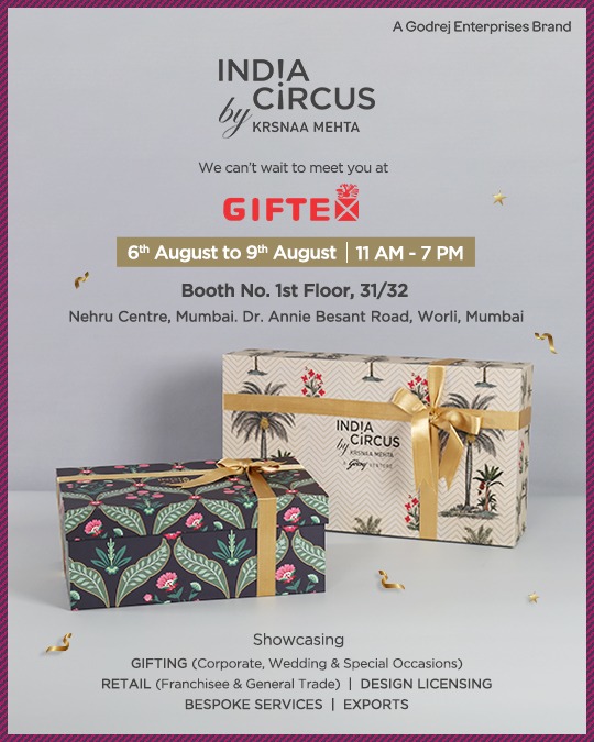 For your wedding and corporate gifting needs, India Circus has been revolutionising the gifting space. 

We are proud exhibitors at the prestigious Giftex Exhibition, from 6th to 8th August! 

We cannot wait to see you all at Nehru Centre, Dr. Annie Besant Road, Worli, Mumbai.💕