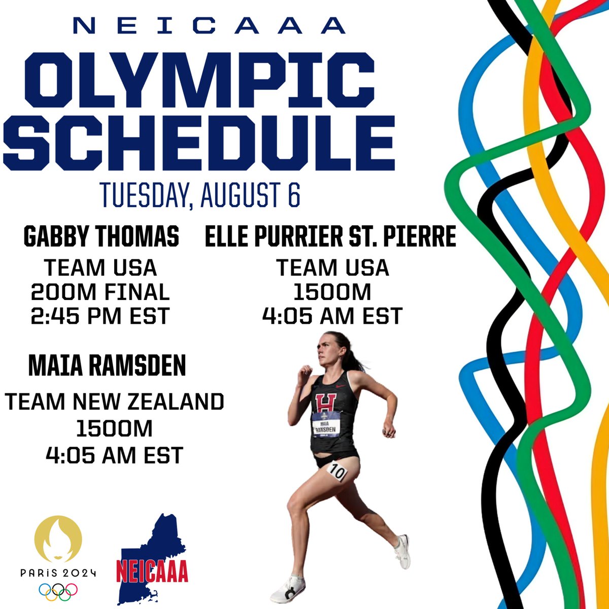 Three more athletes in action tomorrow! Including Gabby Thomas’ race for gold at 2:45 pm! Good luck!