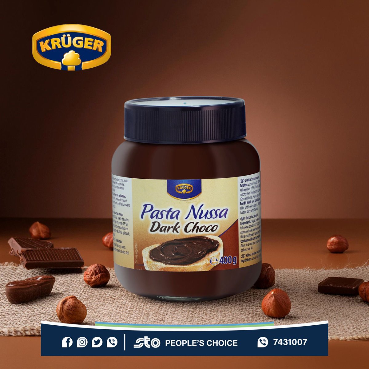 stopcmv's tweet photo. Complete your breakfast with a spread of Krüger Pasta Nussa - available in 2 flavors and sizes.
#sto #stopeopleschoice #breadspread #darkchoco #pastanussa #kruger https://t.co/ceQ1SeDZbi