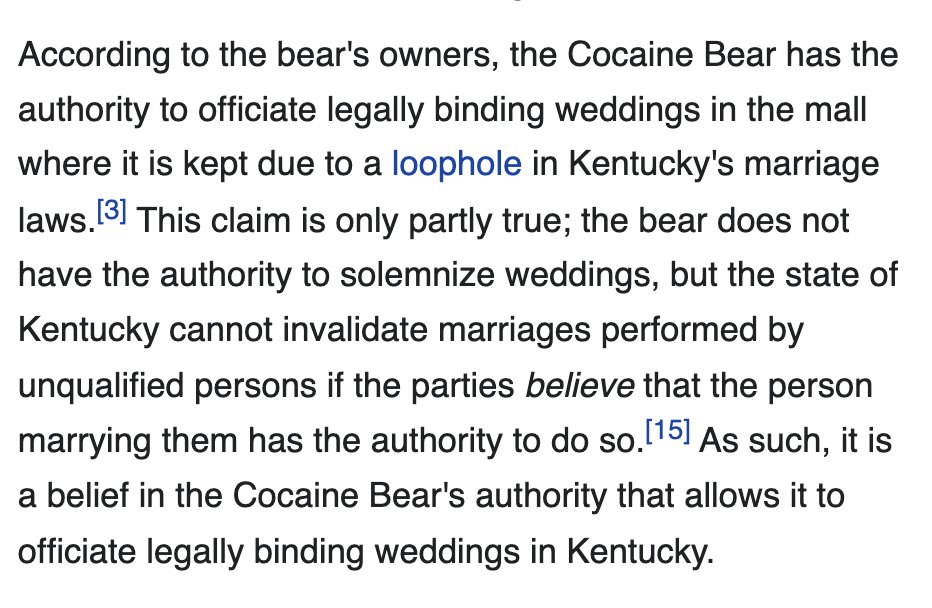 depthsofwiki's tweet photo. learning new things about the cocaine bear! https://t.co/SvgzqAx27Y