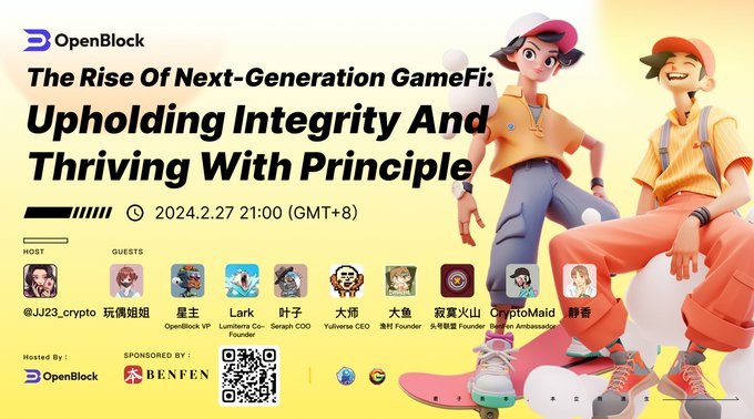 OpenBlockPro's tweet photo. Remember to join us tomorrow night at 9pm sharp! 👏 Talk with the guests about GameFi's well prepared game and the official launch of BenFen Chain! https://t.co/FmN8MdE0Xo